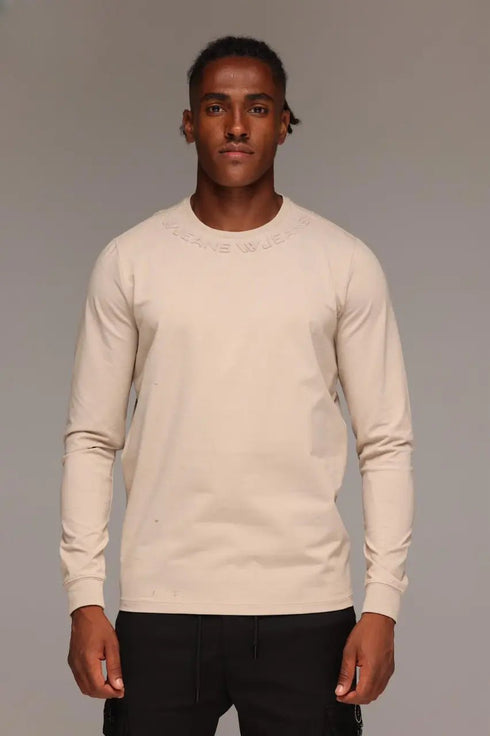 Wjeans Tshirt for man דבליו גינס טישרט חולצה שרוול ארוך בצבע קרם
